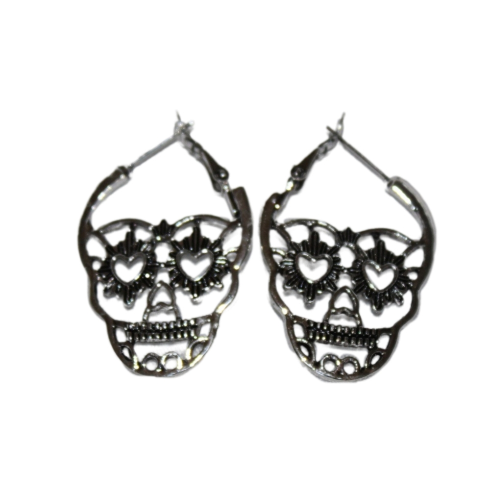 Skull Punk Hoop Earrings - Picture 9 of 16